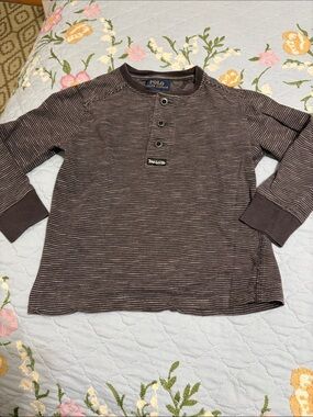 Polo Ralph Lauren Grey 3 Button Pullover Henley PreOwned Size 3 T